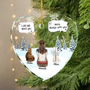 I Miss You I Know Dog Cat Memorial - Personalized Heart Shaped Glass Ornament