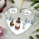 I Miss You I Know Dog Cat Memorial - Personalized Heart Shaped Glass Ornament
