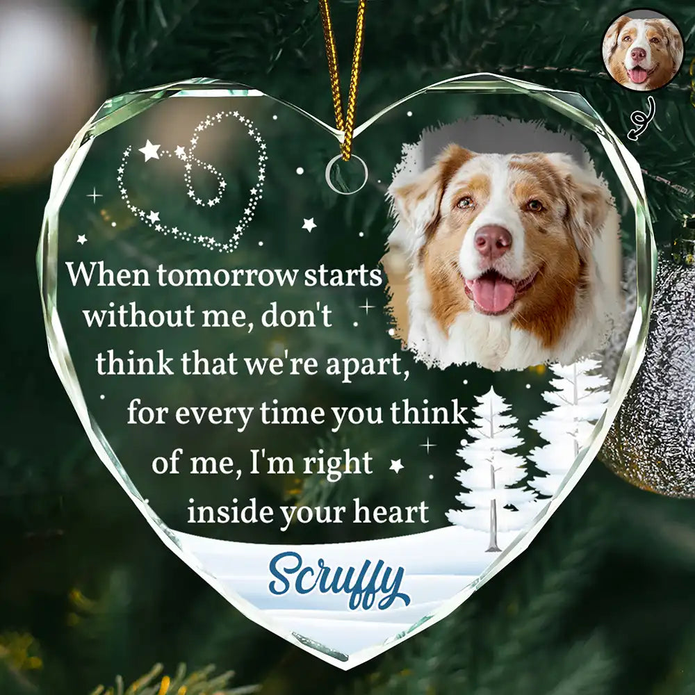 Custom Photo When Tomorrow Starts Without Me Pet Memorial - Personalized Glass Ornament