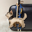 Dog Lovers,Pet Lovers,Dog Mom,Happy-Yorkshire Terrier Shaped, Dog Lovers Charm - Personalized Dog Leather Bag Charm, Keychain