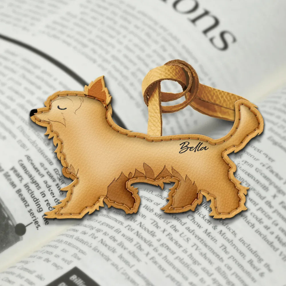 Dog Lovers,Pet Lovers,Dog Mom,Happy-Yorkshire Terrier Shaped, Dog Lovers Charm - Personalized Dog Leather Bag Charm, Keychain