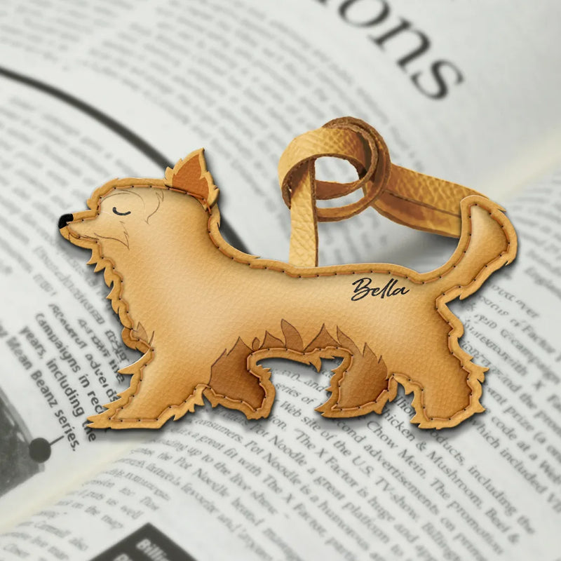 Dog Lovers,Pet Lovers,Dog Mom,Happy-Yorkshire Terrier Shaped, Dog Lovers Charm - Personalized Dog Leather Bag Charm, Keychain