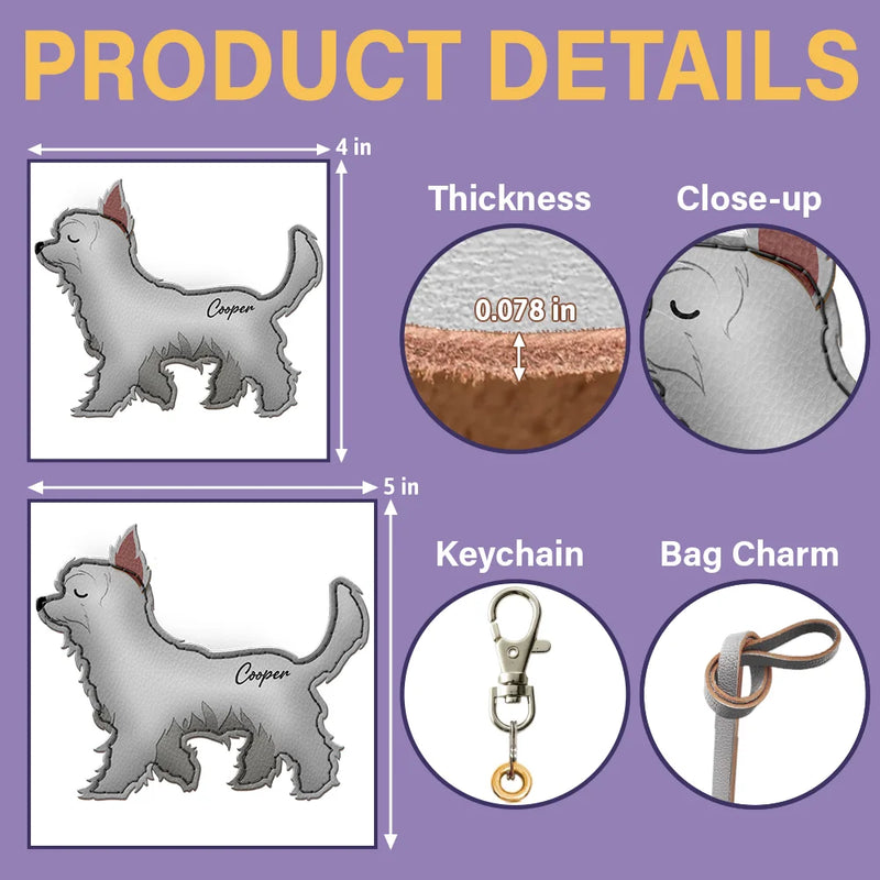 Dog Lovers,Pet Lovers,Dog Mom,Happy-Yorkshire Terrier Shaped, Dog Lovers Charm - Personalized Dog Leather Bag Charm, Keychain
