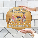 Dog Lovers, Dog Couple, Poolside, Gift For Couples, Happy - You & Me And The Dog 3D Effect - Personalized Custom Shaped Wood Sign