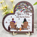 You And Me And The Fur Babies - Personalized 2-Layered Wooden Plaque With Stand
