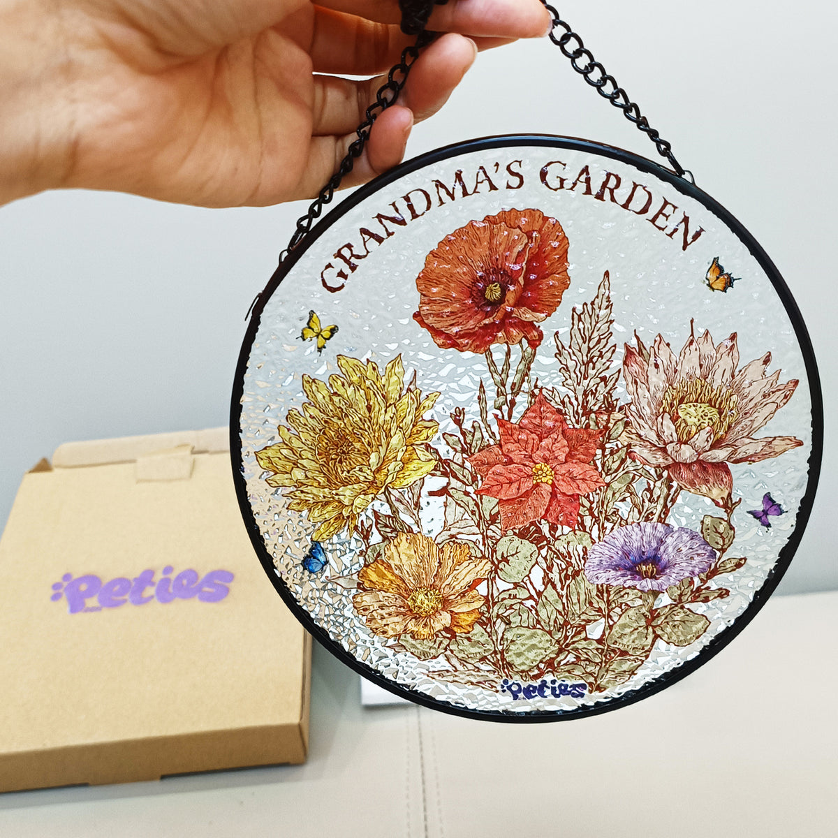 Peties Grandma Garden Stained Glass Window Hanging Suncatcher