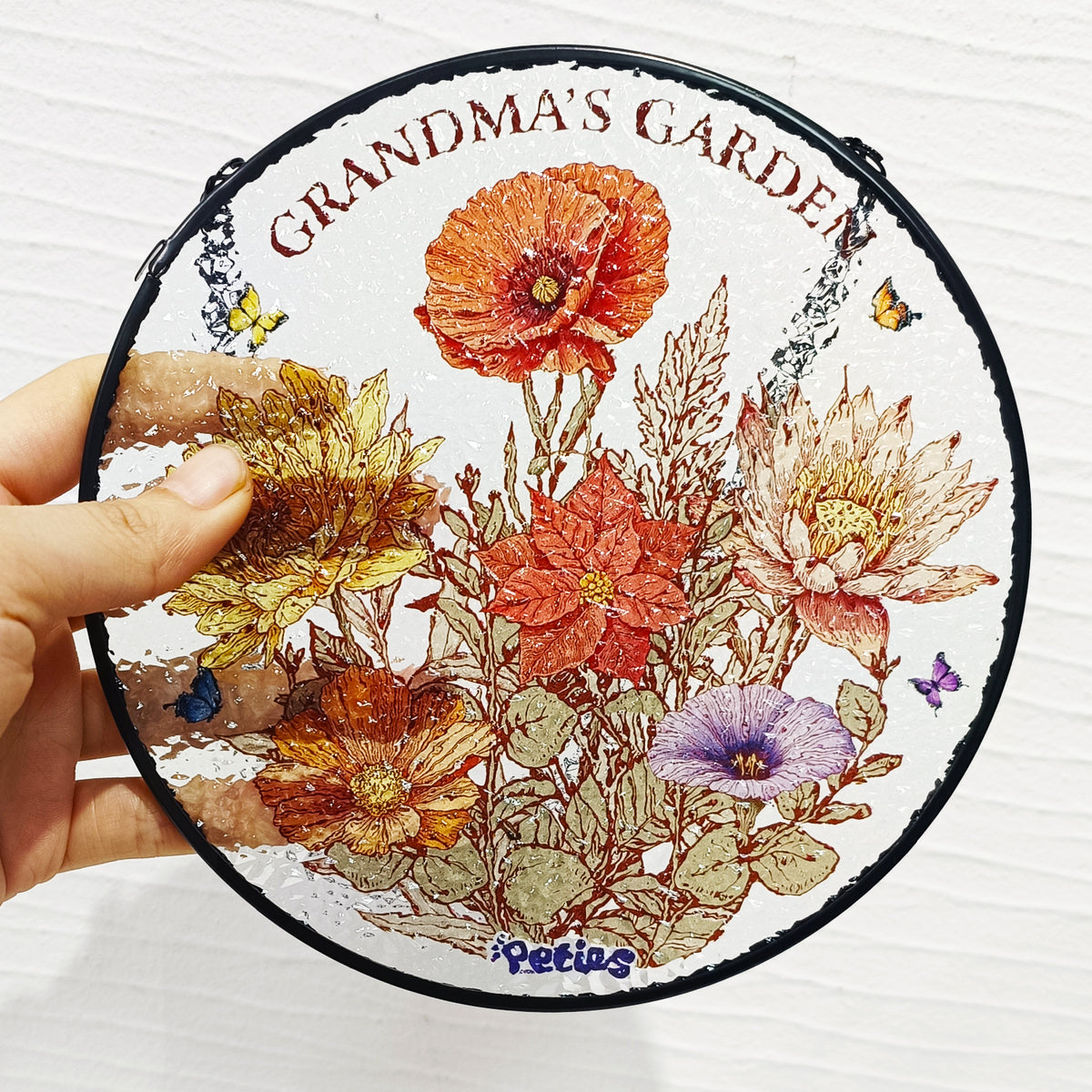Peties Grandma Garden Stained Glass Window Hanging Suncatcher