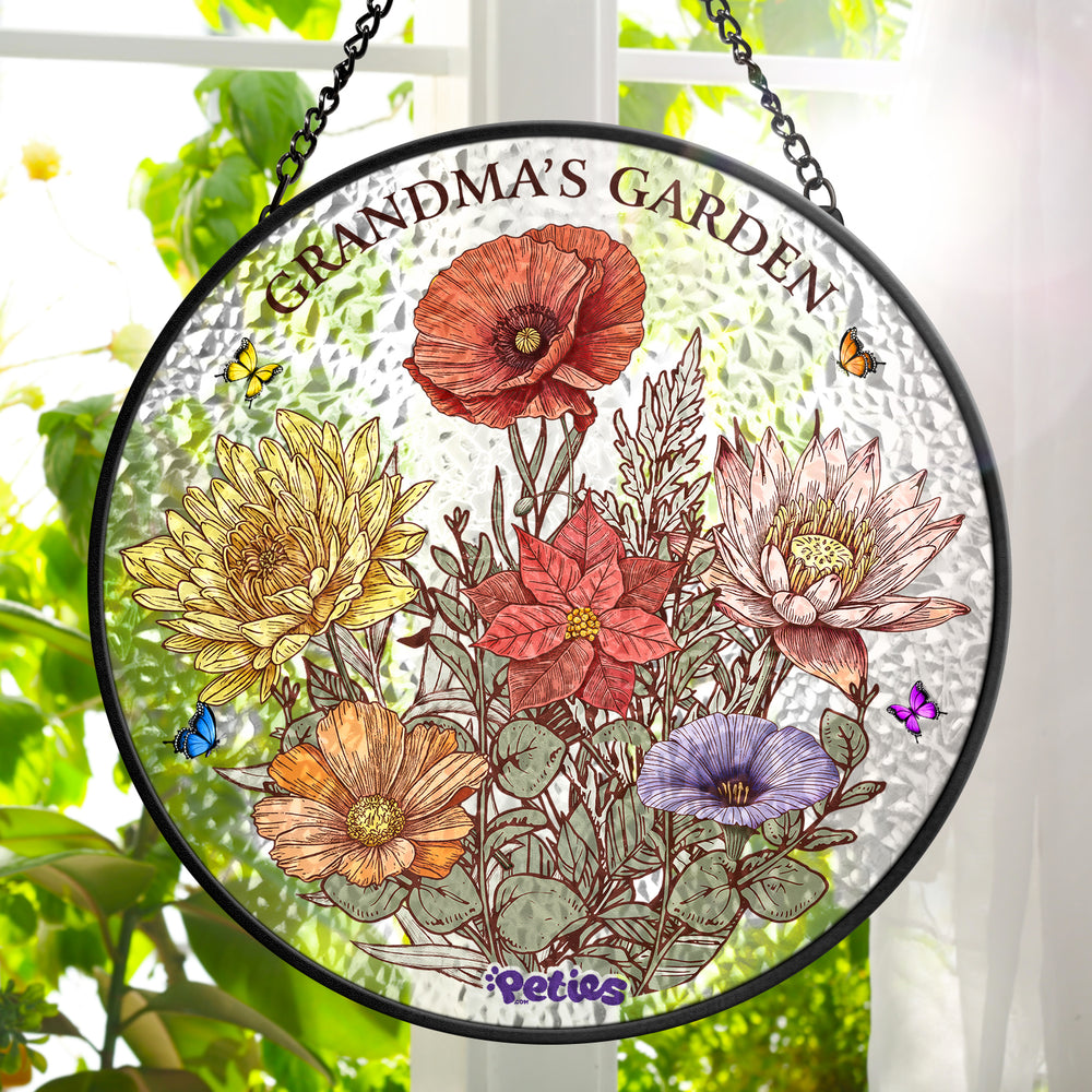 Peties Grandma Garden Stained Glass Window Hanging Suncatcher